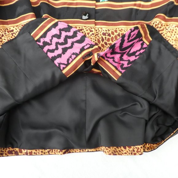 SiLK NEW Rickie Freeman Mixed Print Blazer Jacket Floral Animal Shoulder Pads M - Picture 7 of 8